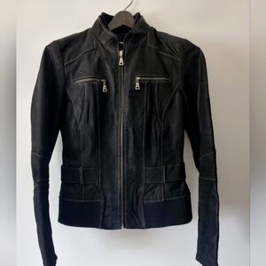 Danier genuine leather  black fitted jacket size xs
